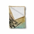thumbnail image 2 of Nautical Soft Flannel Fleece Throw Blanket, Vintage Sketch of a Big Ship on Abstract Wavy Sea with Flying Birds, Cozy Plush for Indoor and Outdoor Use, 60" x 80", Beige Pale Blue, by Ambesonne, 2 of 6