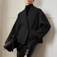 thumbnail image 3 of Womens Cropped Wool Blend Coats Fashion Single Breasted Long Sleeve Short Jacket Peacoat Fall Winter Outwear Overcoat, 3 of 5