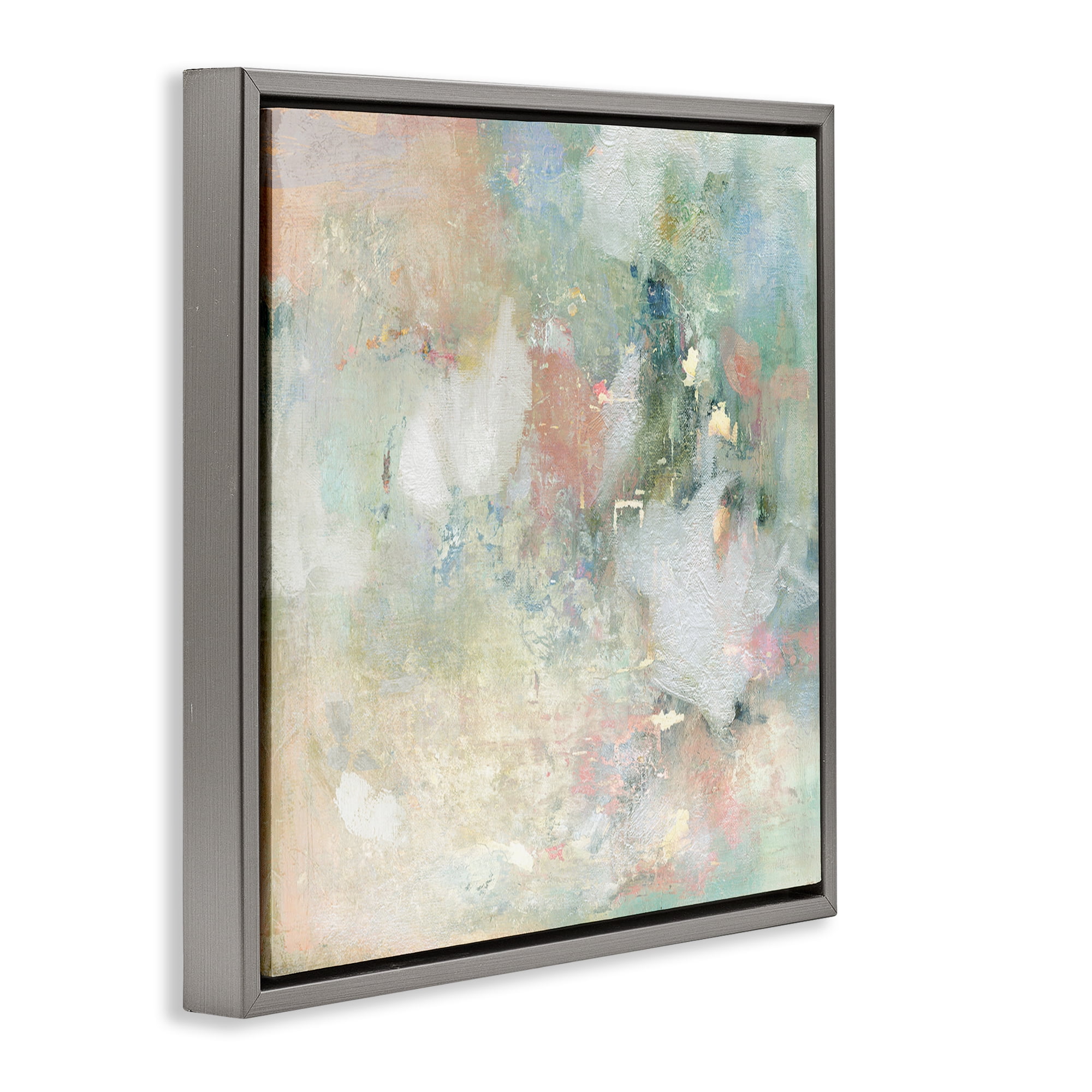 Stupell Industries Serene Pastel Brushstroke Harmony Gray Framed Floater Canvas Wall Art, design by Carol Robinson