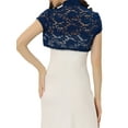 thumbnail image 3 of INSPIRE CHIC Women's Lace Bolero Shrug Stand Collar Button Short Sleeve Shoulder Cover Up L Dark Blue, 3 of 6