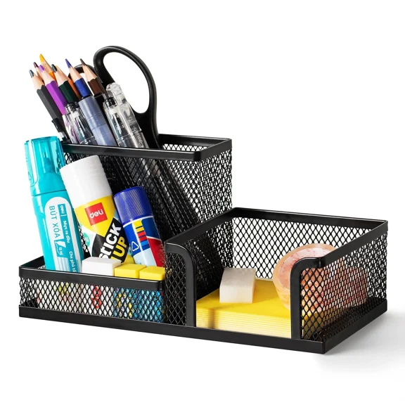 Deli Mesh Desk Organizer Office Supplies Caddy With Pencil Holder And Storage...
