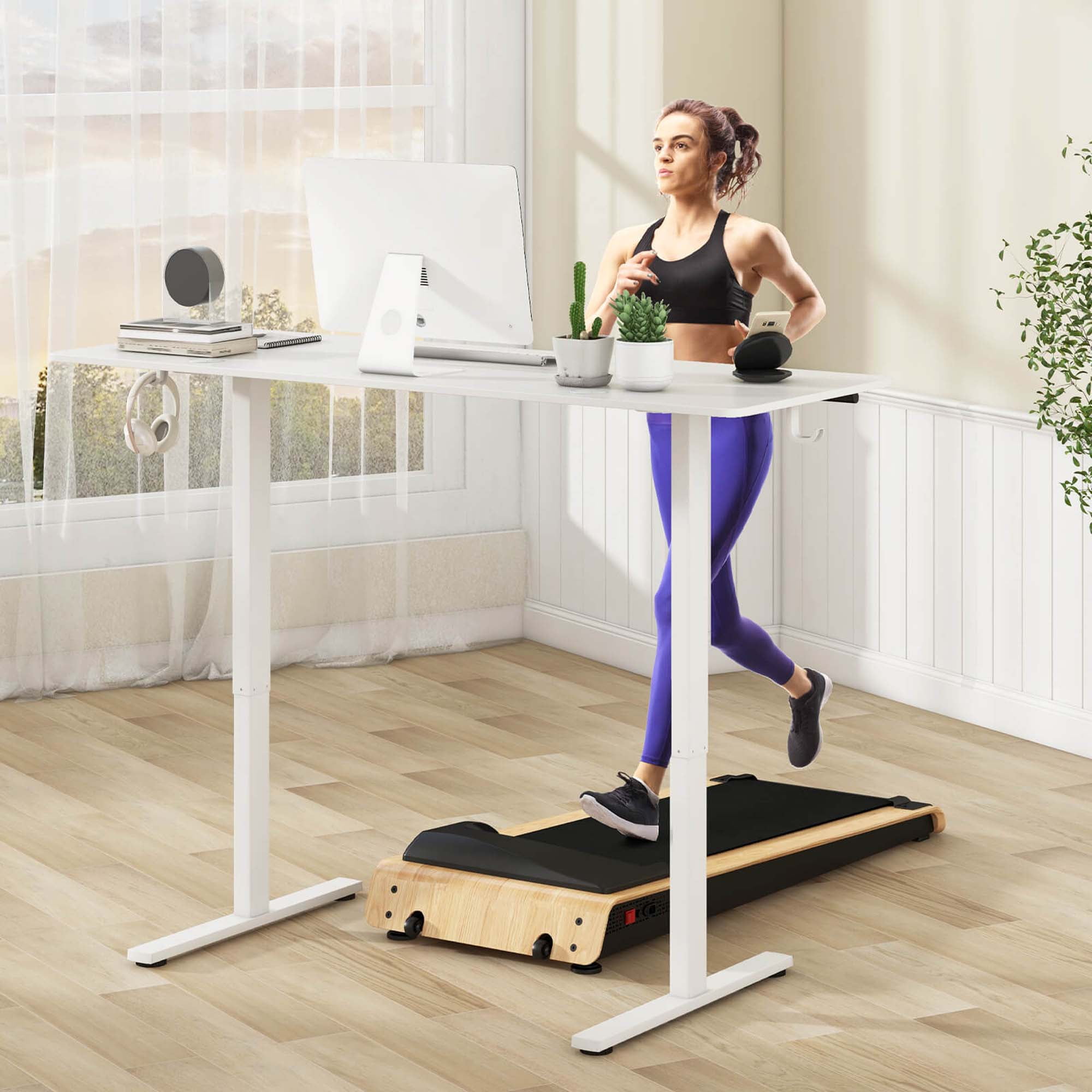 Costway 63 x 24 Inch Sit Stand Desk Height Adjustable Electric Standing Desk White