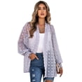 thumbnail image 2 of hirigin Women's Swimsuit Cover Ups, Long Sleeve Swiss Dots Open Front Chiffon Beach Kimono Cardigan, 2 of 9