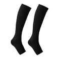 thumbnail image 1 of Calcetines de compresión que apoyan la circulación, par sin dedos, calcetines de soporte hasta la , punta abierta para correr, trabajadores de negro, 1 of 8