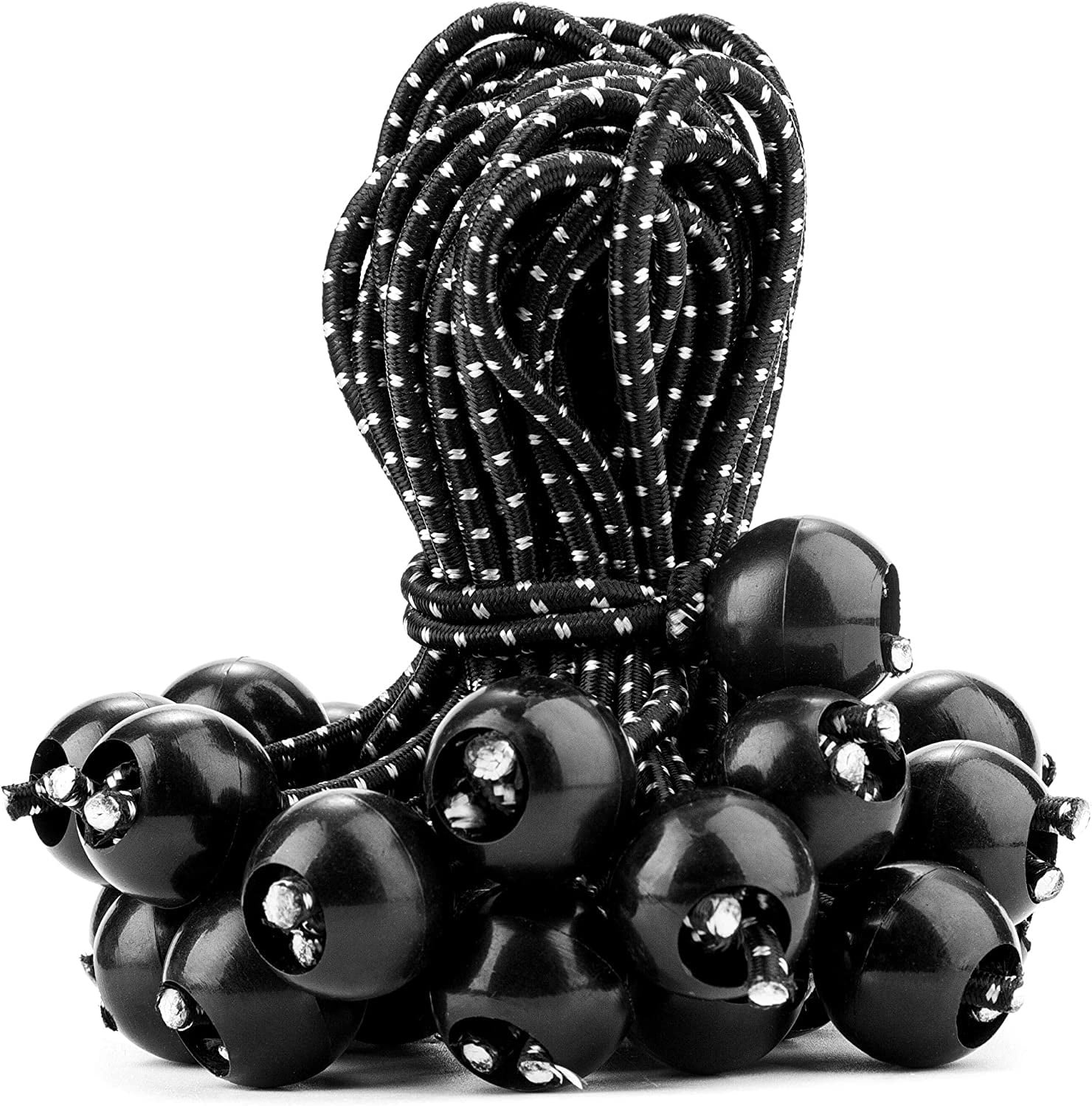 60 Pack 6 Inch Ball Bungee Cords Canopy Ties with Elastic String for