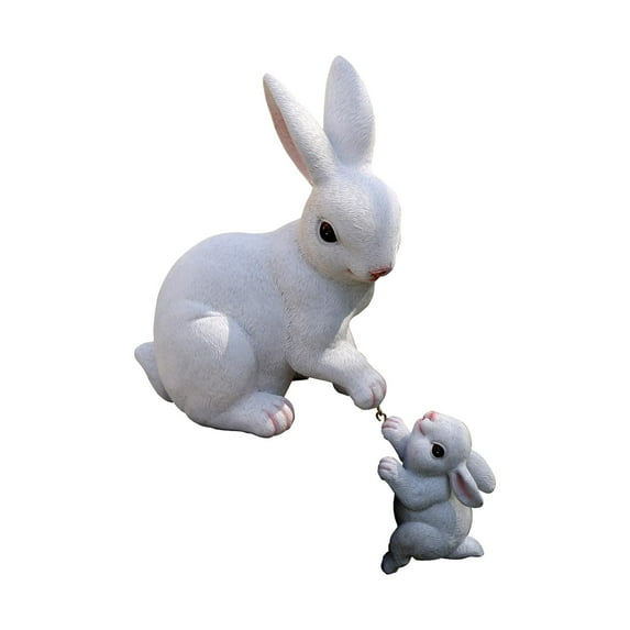2x Garden Statues Rabbit Sculpture for Micro Landscape Fairy Garden Tabletop