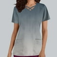 thumbnail image 2 of YOIAVAIOY Gray Trendy Tops for Women Summer Short Sleeve V Neck Nursing Shirts Gradient Fashion Going Out Casual Work Uniform L, 2 of 5
