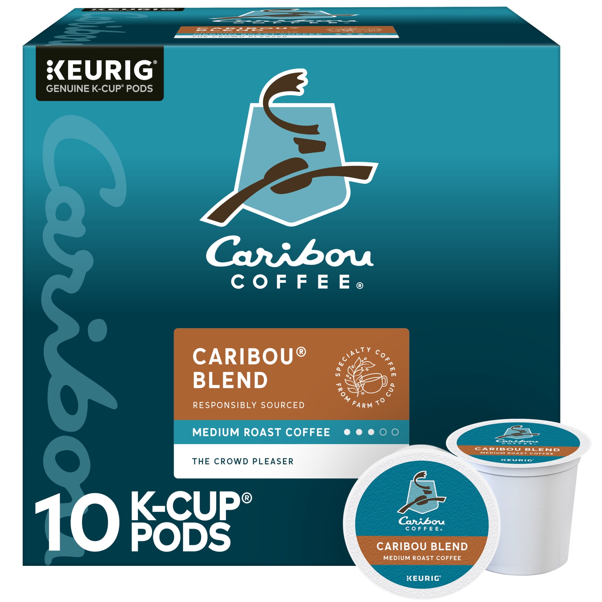 Caribou Coffee, Caribou Blend Dark Medium K-Cup Coffee Pods, 10 Count