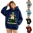 thumbnail image 5 of Christmas Pet Pouch Hoodie for Women Long Sleeve Xmas Tree Graphic Loose Flannel Pullover Sweatshirt Dog Cat Carrier Hoodie, 5 of 8