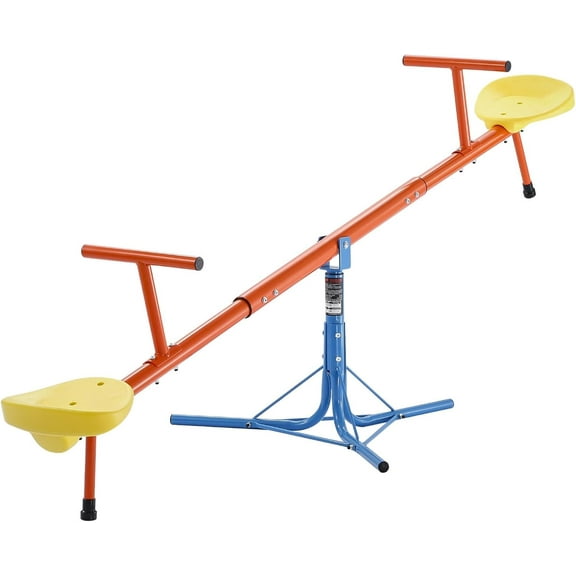 Seesaw Teeter Totter for Kids Outdoor, 100 lbs Load Capacity per Seat, Sit and Spin Teeter Totter with 3-Prong Support Legs, Playground Equipment with Swiveling 360 Degrees Rotating for Aged 3