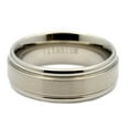 thumbnail image 3 of 8mm Titanium Brushed Center Grooved Edge Wedding Band Ring, 3 of 5