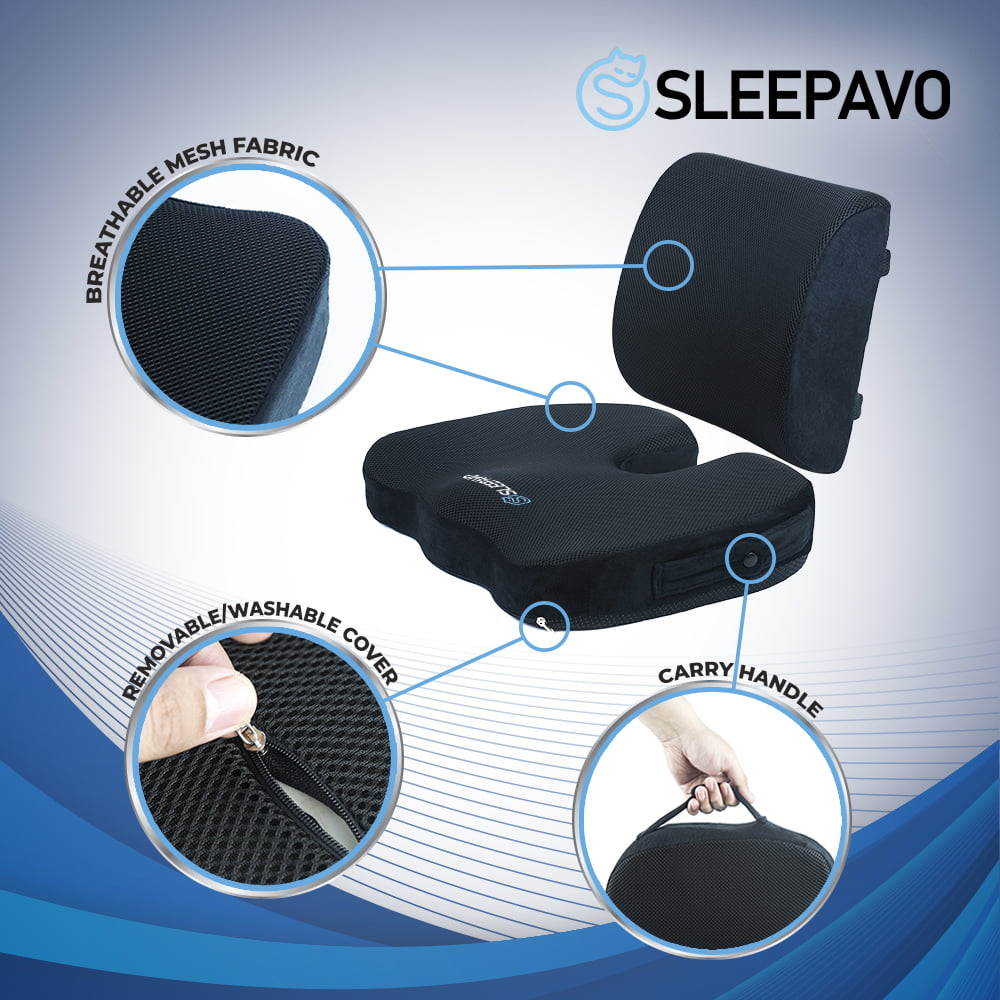 CUMOHUG Seat Cushion,Office Chair Cushions,Car Seat Cushion,Memory Foam  Coccyx Cushion Pads for Sciatica&Back,Tailbone Pain Relief,Soft Memory Foam
