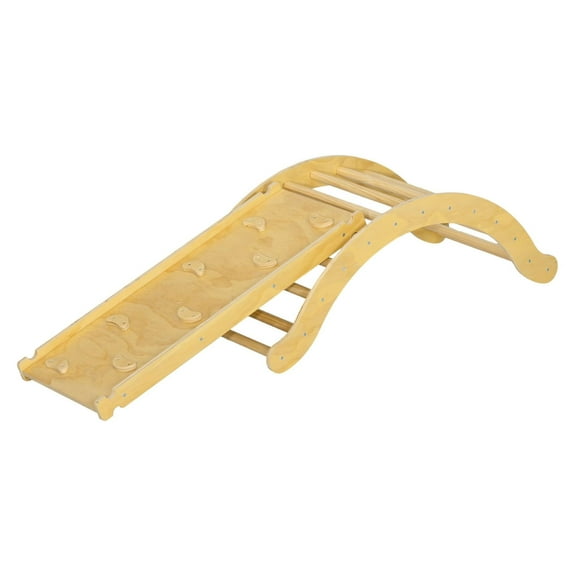 Toddler Climbing Toys 4 in 1, Pikler Triangle Set with Arch Climber, Ramp & Cushion, Montessori Indoor Play Gym for 18  Months