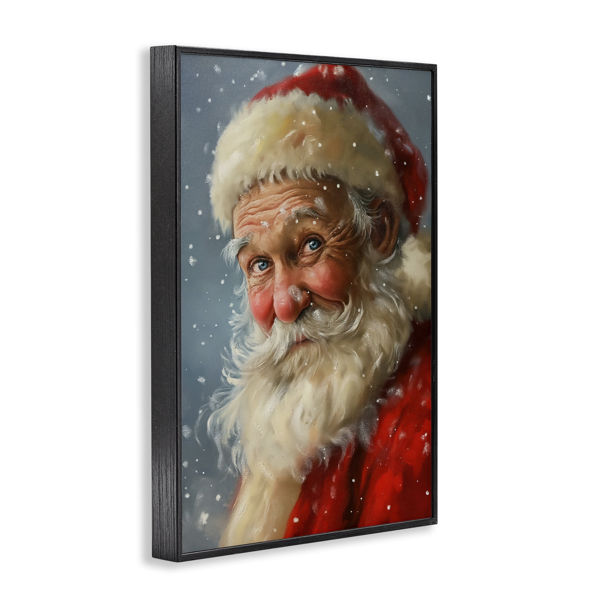 Stupell Industries Rosy Santa Portrait Holiday Painting Black Framed Art Print Wall Art, 20 x 30