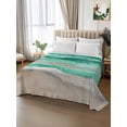 thumbnail image 3 of Twin Size Flat Sheet Only, Green Coastal Soft Brushed Microfiber Bed Sheets, Summer Beach Nautical Abstract Art Hotel Quality Breathable Bedding Top Sheet, Easy Care, 66"x96", 3 of 9
