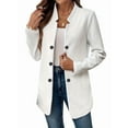thumbnail image 2 of Women'S Stand Collar Blazer Jacket Casual Long Sleeve Double Breasted Elegant Business Office Blazer White S, 2 of 8