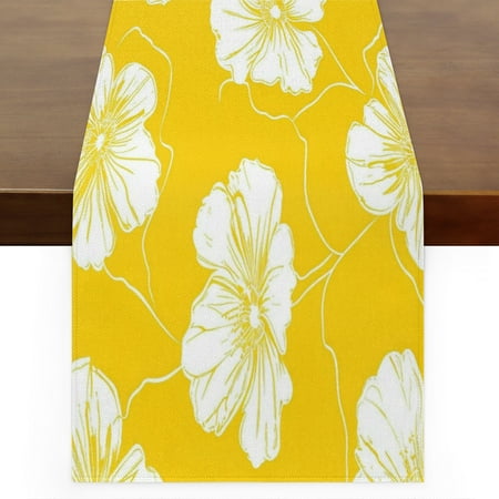 

Qzaxky table runner Yellow 13 x 48 Inch Spring Summer Table Runner Green Floral Table Runner Decoration for Indoor Outdoor Home Dinner Party Wedding Decor