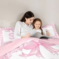 thumbnail image 5 of jejeloiu Cartoon Bow Knot Queen Comforter Set,Letter S Print Bedding Comforter Set For Girls Women Reversible 3-Piece, 5 of 8