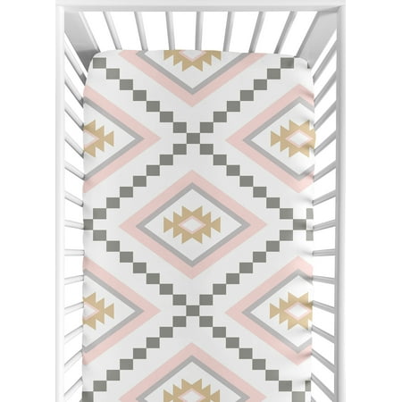 UPC: 0846480055167 | Aztec Pink and Grey Collection Crib Sheet – Aztec Print
