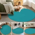 thumbnail image 6 of Teal Round Area Rug 4 FT, Non Slip Indoor Outdoor Rug, Turquoise Pure Teal Washable Soft Circular Carpet Non-Shedding Floor Mat for Coffee Table Nursery Foyer Balcony, 6 of 9