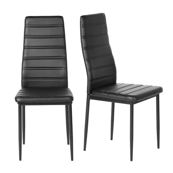 FurnitureR Set of 2 Dining Chairs, Parsons Side Chairs with Metal Legs for Kitchen, Living Room, Bedroom, and Restaurant, Black