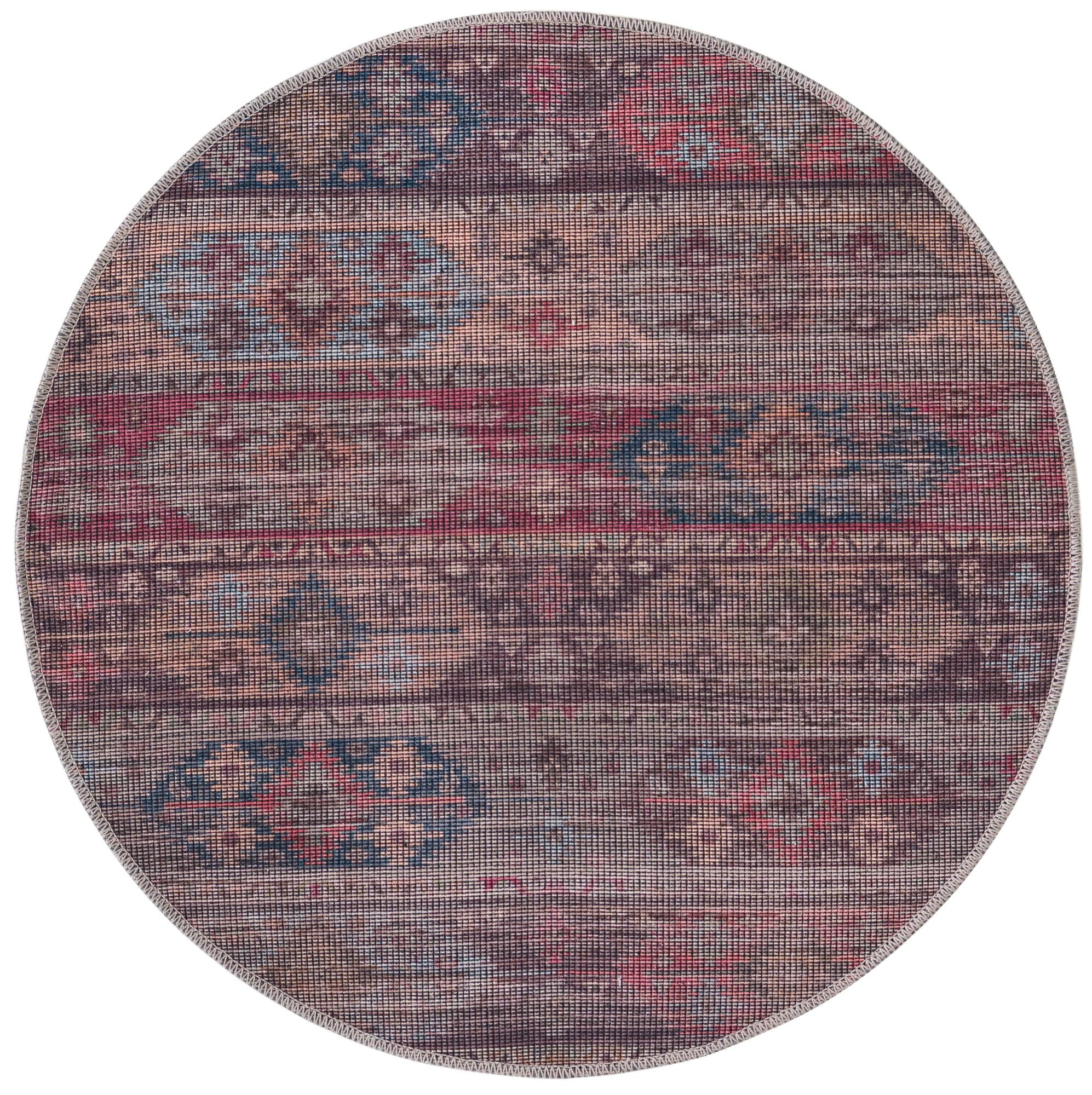 Sisu Collection Washable Rug 3 Ft Round Multi Flatweave Rug Perfect For Kitchens