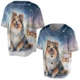 thumbnail image 3 of Hello Winter Shetland Sheepdog Welcome Snowy Night Watercolor Vintage All Over Print 3D Baseball Shirt Sheltie Dog Lover Gifts Softball Sport - 01011, 3 of 6