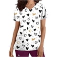 thumbnail image 2 of Fiudx Ofertas y Liquidaciones Blusa de Manga Corta con Cuello En V para Mujer, Uniforme, Blusa con Bolsillos Estampados para El Día de San Valentín, Enfermería, 2 of 5