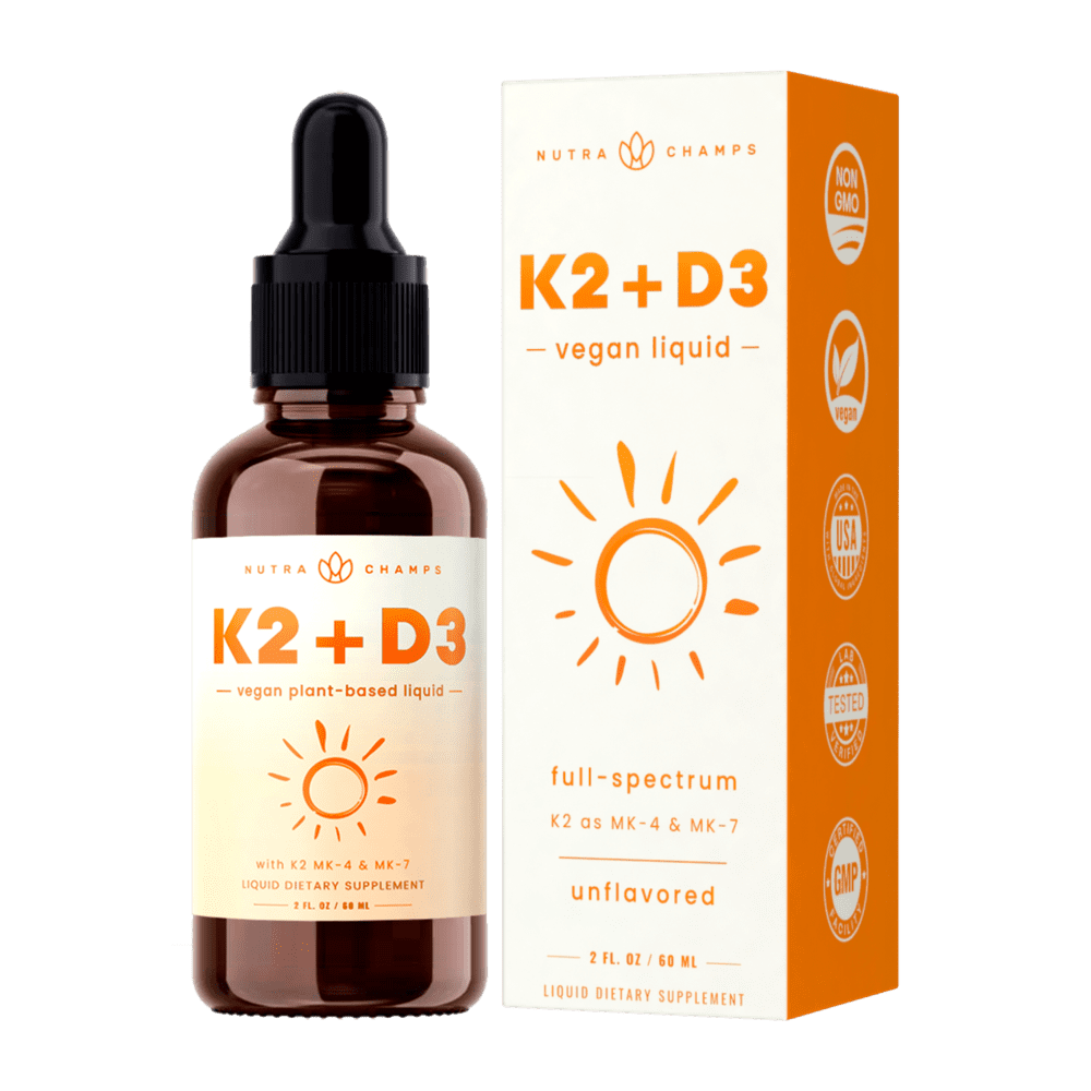 Vitamin K2 D3 Supplement Drops Healthy Bones, Heart, Mood & Immune