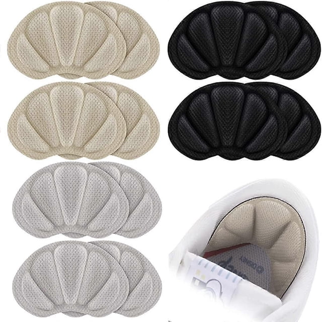Paquete de 6 pares de almohadillas para el talón, protector de zapatos para hombres y mujeres, autoadhesivas, para la parte posterior del talón, demasiado grandes, de cuero, color negro, G