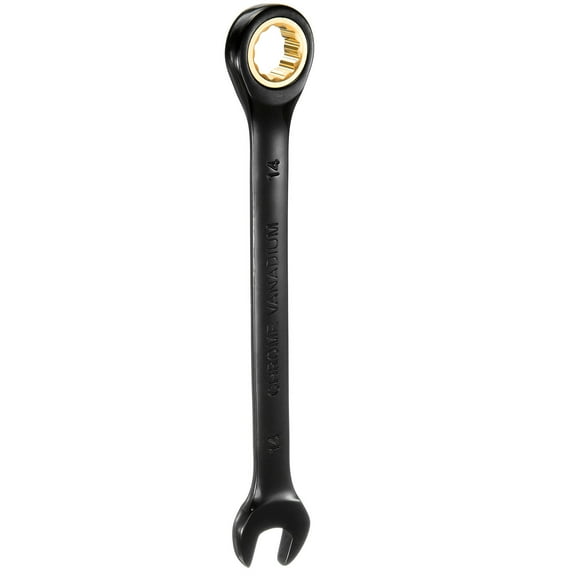 Uxcell Ratcheting Wrench 14mm Metric Open End Wrench 72-Teeth CR-V Steel 12 Point Nickel Plated Combination Ratchet Wrench