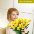 thumbnail image 6 of Morttic 10Pcs Pink Tulips Real Touch Artificial Flowers Fake Flowers for Decoration Faux Flowers for Home Kitchen Office Wedding Spring Holidays Valentine's Day Decor, Yellow, 6 of 7