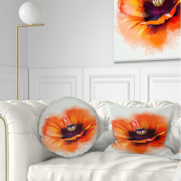 Designart Cute Orange Watercolor Flower - Flowers Throw Pillowwork - 12x20
