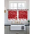 thumbnail image 2 of Christmas Sheer Kitchen Tier Curtains 24 inch length, Red Christmas Ball Small Half Curtains, Snowflake Sparkle Snow Rod Pocket Vanlance Xmas Winter Red Short Cafe Window Treatments 27.5"x24" 2 Panel, 2 of 7