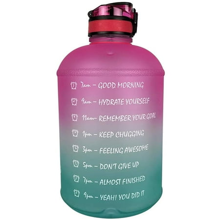 CPDD 1 Gallon Water Bottle with Time Marked, Leak Proof Lager Water Jug