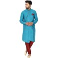 thumbnail image 1 of SKAVIJ Kurta Pajama Set for Men Traditional Wedding Party Dress Turquoise S, 1 of 6