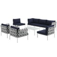 thumbnail image 3 of Modway Harmony 8 Piece Outdoor Patio Aluminum Sectional Sofa Set in White Navy, 3 of 8