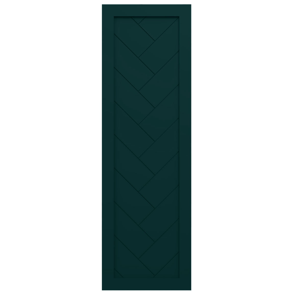 Ekena Millwork 15"W x 60"H True Fit PVC Single Panel Herringbone Modern Style Fixed Mount Shutters, Thermal Green (Per Pair - Hardware Not Included)