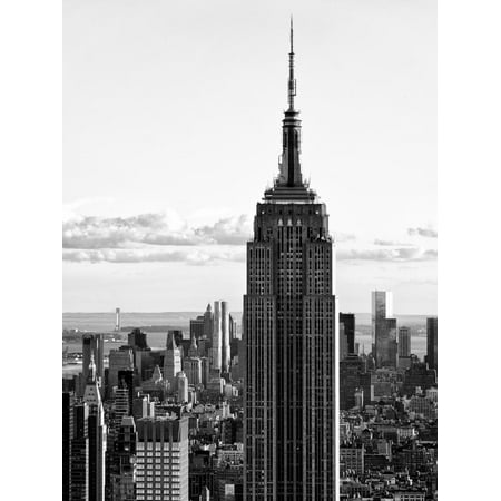 Empire State Building from Rockefeller Center at Dusk, Manhattan, NYC, Black and White Photography Print Wall Art By Philippe (Best Buildings In Nyc)