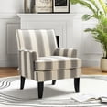 thumbnail image 3 of Upholstery Accent Chair Armchair Sofa Couch Wood Black Legs Nailhead Trim Home Living Room Bedroom Adult Strip White Grey, 3 of 6