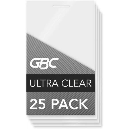 GBC Laminating Sheets, Thermal Laminating Pouches, Luggage Tag Size, 5 Mil, HeatSeal UltraClear, 25 Pack (3202005)