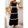 thumbnail image 6 of Women'S Summer 2 Piece Beach Outfit Casual Sleeveless Cropped Tank Top High Waisted Maxi Skirt Set Black XL, 6 of 7