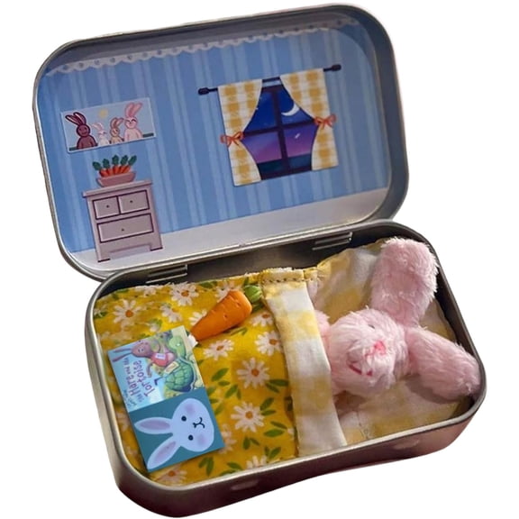 2026 New Little Pocket Bunny, Rabbit Plush Toy in A Tin, Easter Basket Stuffer, DIY Pet Bunny Adoption, Cute Rabbit in Tin Box, Travel Buddy