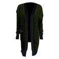 thumbnail image 5 of VISALY Long Cardigans Cardigan with Pockets Fall Cable Knit Cardigan Sweaters Casual Long Sleeve Open Front Loose Outerwear Coats Chunky Cardigan Sweaters Plus Size Cardigan Lightweight Army Green L, 5 of 5