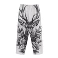 thumbnail image 3 of Lsque Monochrome Deer Floral Print Women's Pajama Pants, Lounge Pant - Comfortable Home Wear,Elastic Waistband, Stylish Design-Medium, 3 of 9