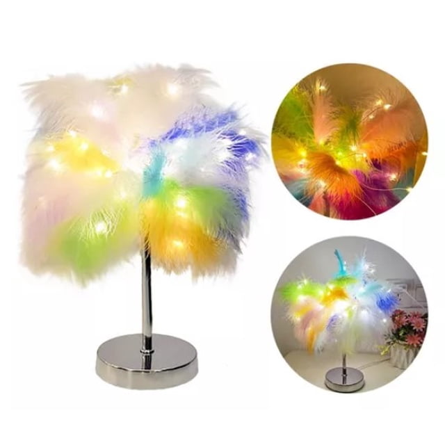 Lámpara de Mesa de Plumas de Avestruz CM-TOP multicolor 28 * 30 CM