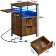 thumbnail image 2 of LELELINKY 5-Tier Side Table with Charging Station - End Table with 2 Outlets & 2 USB Ports, Nightstand with 7 Color LED Light for Bedroom, Living Room, Rustic Brown, 2 of 3