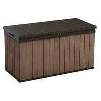 Keter Darwin 150 Gallon Resin Large Deck Box - Organization and Storage for Patio Furniture, Outdoor Cushions, Garden Tools and Pool Toys, Brown