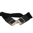 thumbnail image 4 of Women Black Elastic Fashion Belt Gold Metal Skull Buckle S M, 4 of 14