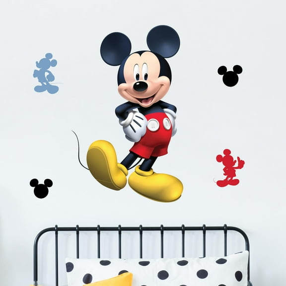 Disney Mickey Mouse Wall Decals - 23" Vinyl Stickers for Bathroom Nursery Bedroom Decor - Peel and Stick Room Decorations
